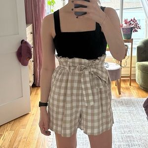 High Waisted Gingham Shorts